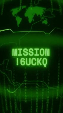 Eski yeşil Dikey Retro CRT ekranı, rasgele hata ve Haking biçiminde görünen metni gösterir