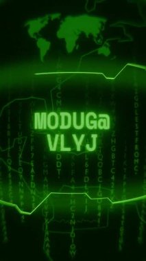 Eski yeşil dikey Retro CRT ekran rastgele hata ve Haking biçimi içinde görünen metin modülü yükünü gösterir