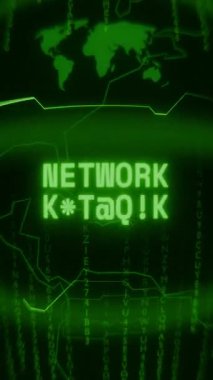 Eski yeşil Dikey Retro CRT ekranı NETwork Hatası 'nı rastgele hata ve Haking biçiminde gösterir