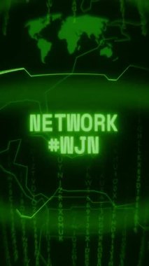 Eski yeşil Dikey Retro CRT ekranı NETwork INIT metnini rastgele hata ve Haking biçiminde gösterir