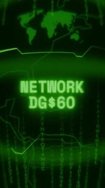 Eski yeşil Dikey Retro CRT ekranı NETwork 'ün rastgele hata ve Haking stilinde görünen metnini gösterir