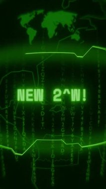 Eski yeşil Dikey Retro CRT ekranı, rastgele hata ve Haking biçimi ile ortaya çıkan NEW RANK metnini gösteriyor