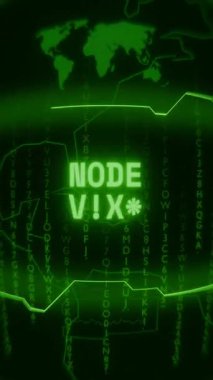 Eski yeşil dikey Retro CRT ekranı metin NODE SYNC 'yi rastgele hata ve Haking biçiminde gösterir