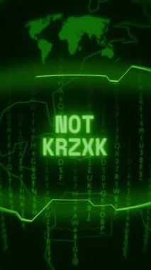 Eski yeşil dikey Retro CRT ekranı rastgele hata ve Haking biçimi içinde bulunmayan metni gösterir