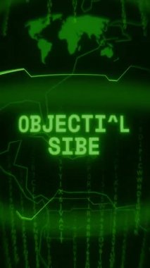 Eski yeşil Dikey Retro CRT ekranı OBJECTIVE Done metnini rastgele hata ve Haking biçiminde gösterir