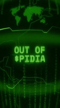 Eski yeşil dikey Retro CRT ekran Rastgele hata ve Haking biçiminde ortaya çıkan bellek dışı metni gösterir