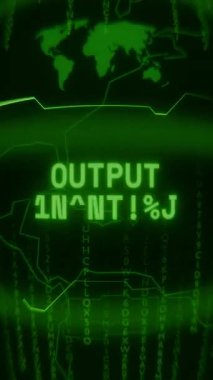 Eski yeşil dikey Retro CRT ekranı, Rastgele arıza ve Haking tarzında görünen DÜŞÜNÜK REGISTER metnini gösterir