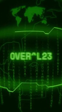 Eski yeşil Dikey Retro CRT ekran Rastgele hata ve Haking biçimi içinde görünen aşırı akış metnini gösterir