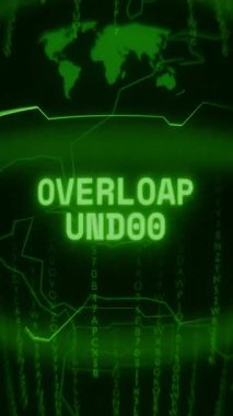 Eski yeşil dikey Retro CRT ekranı rastgele hata ve Haking biçimi içinde görünen aşırı yükleme ALERT metnini gösterir