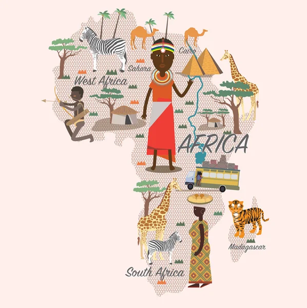 Afrique carte et voyage — Image vectorielle