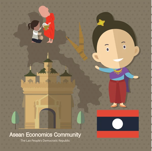 Comunidade de Economia da ASEAN AEC Laos —  Vetores de Stock