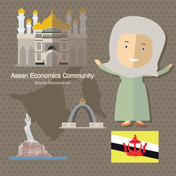 Comunidade de Economia da ASEAN AEC Brunei — Vetor de Stock