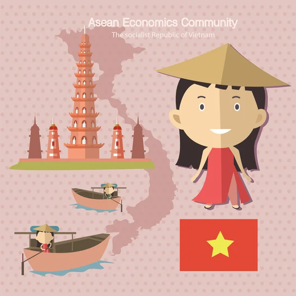 Comunidad Económica de la ASEAN AEC Vietnam — Archivo Imágenes Vectoriales