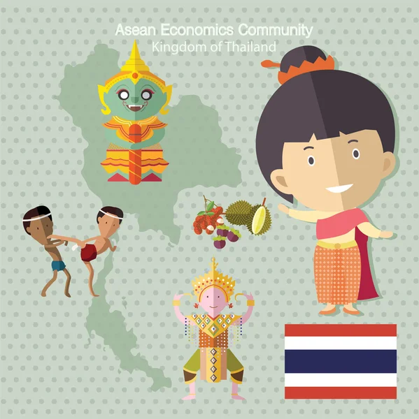 Comunidad Económica de la ASEAN AEC Tailandia — Vector de stock