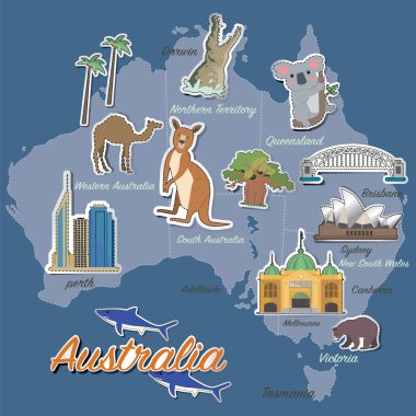 Avustralya harita ve seyahat simgesini eps 10 formatı