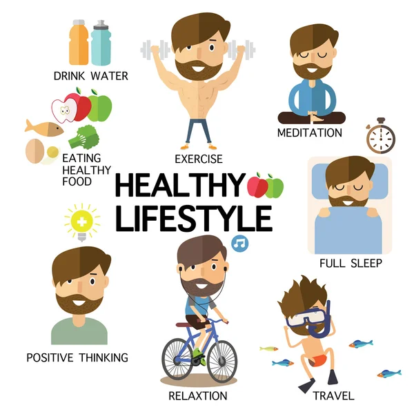 Healthy man lifestyle — Stock Vector