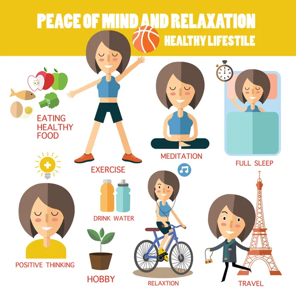 Paz mía y estilo de vida relaxation.healthy — Vector de stock