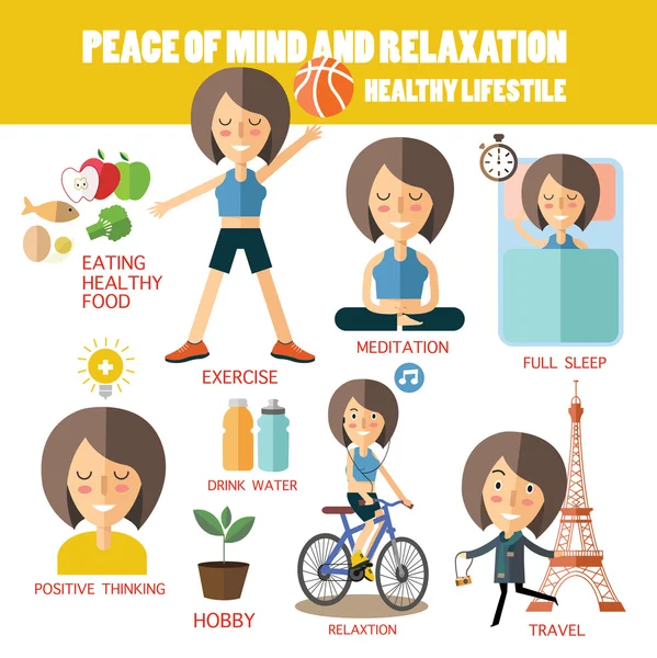 平和鉱山と relaxation.healthy ライフ スタイル — ストックベクタ