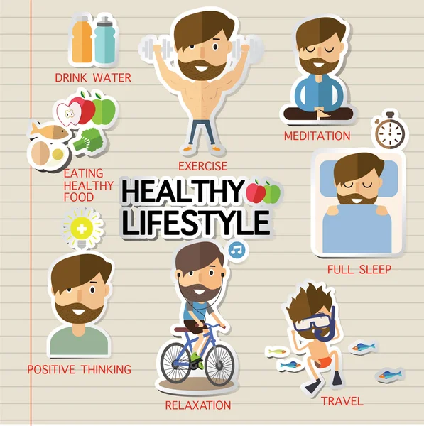 Healthy man lifestyle — Stock Vector
