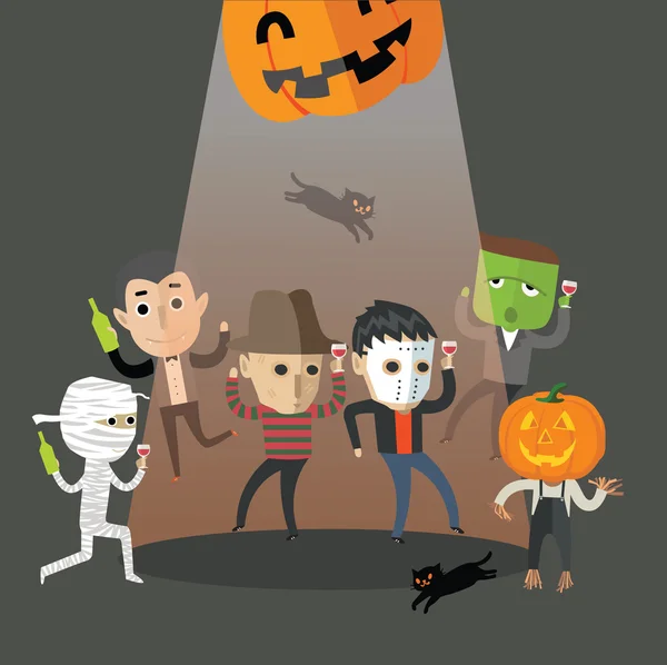 Dança feliz Halloween — Vetor de Stock