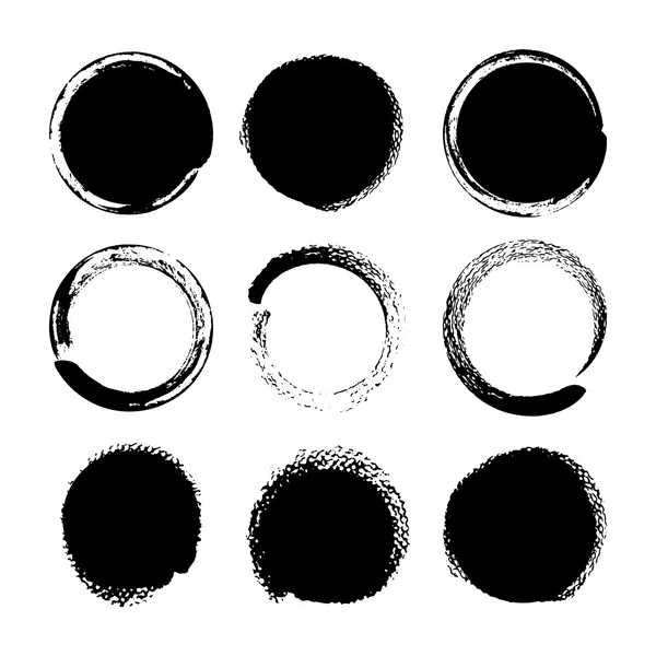 Set of grunge circular brush strokes — Stock Vector