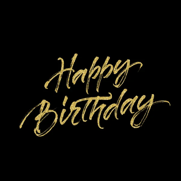 Tarjeta de felicitación feliz cumpleaños con efecto medio tono dorado — Vector de stock