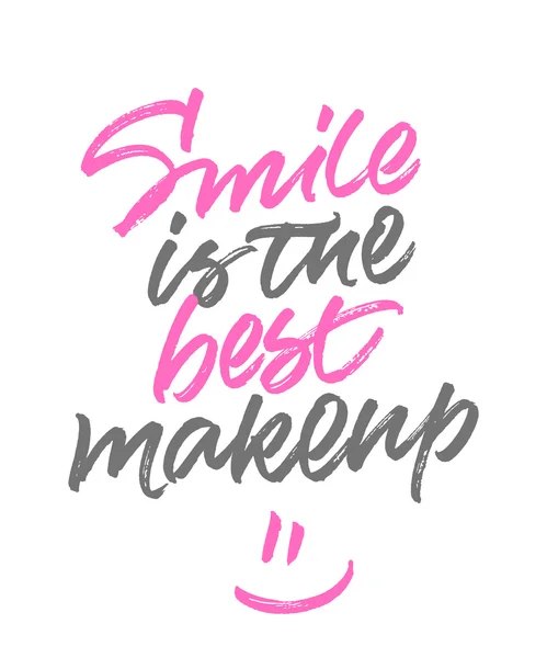 Expression inspirante Sourire est le meilleur maquillage — Image vectorielle