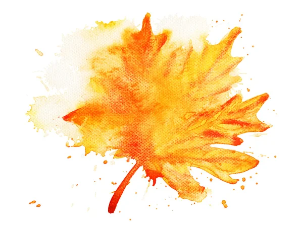 Illustration abstraite d'aquarelle de feuille d'érable jaune et orange — Photo