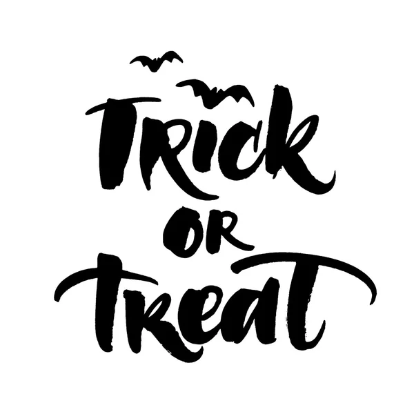 Truc of behandelen van halloween wenskaart — Stockvector