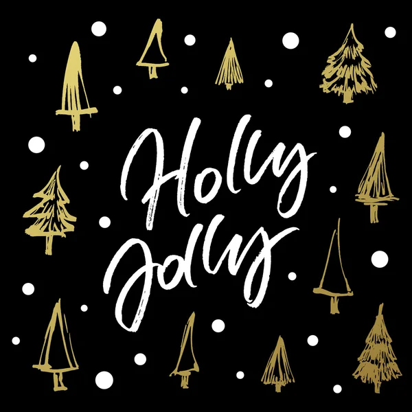 Holly Jolly Christmas wenskaart — Stockvector