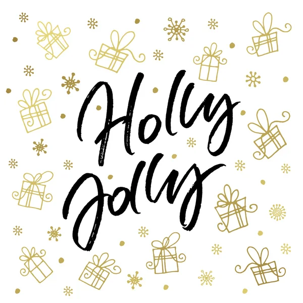 Cartão de felicitações Holly Jolly Natal — Vetor de Stock