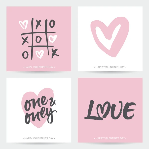 Conjunto de tarjetas de amor para San Valentín o boda — Vector de stock