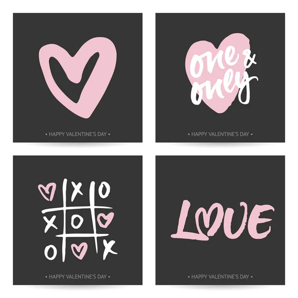 Set kartu cinta untuk Hari Valentine atau pernikahan - Stok Vektor