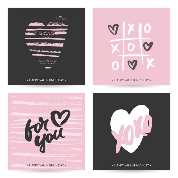 Conjunto de tarjetas de amor para San Valentín o boda — Vector de stock
