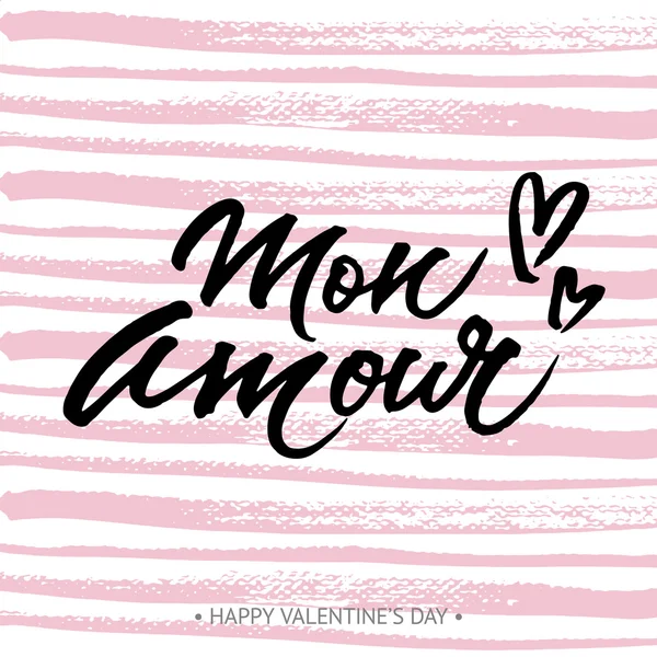 Handgeschreven liefde kaart Mon Amour — Stockvector