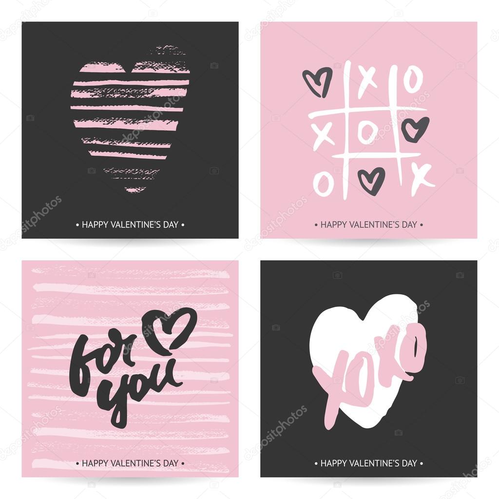 Set of love cards for Valentine's Day or wedding