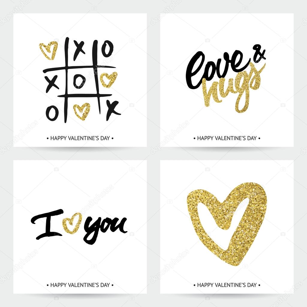 Set of love cards for Valentine's Day or wedding