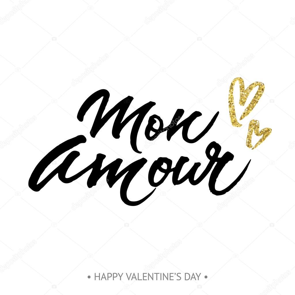 Handwritten love card Mon Amour