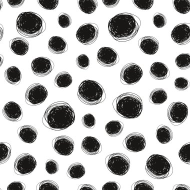 Dairesel karalamalar ile Dikişsiz siyah-beyaz desen