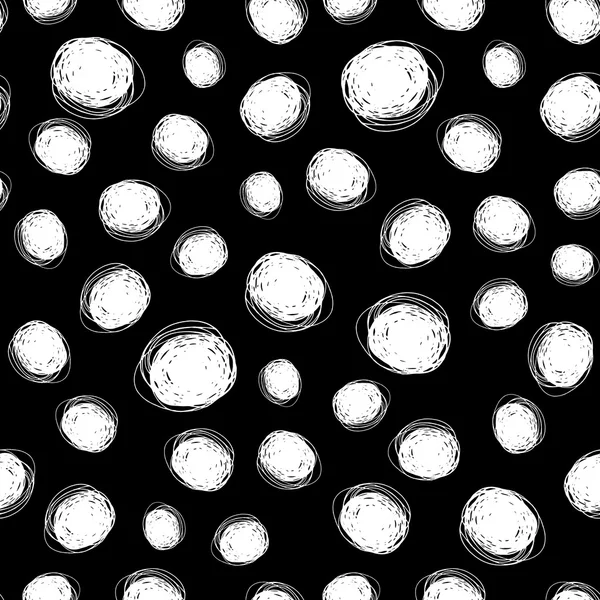 Bezszwowe czarny i biały wzór z okrągłym gryzmoły — Wektor stockowy
