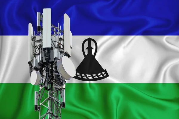 Bandera Lesotho Fondo Con Espacio Para Logotipo Ilustración Industrial Estación — Foto de Stock