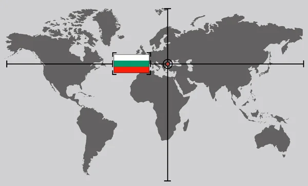 Mapa Světa Souřadnicovým Bodem Umístěným Křižovatce Území Bulharska — Stock fotografie