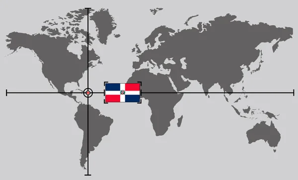 Карта Світу Координатною Точкою Розміщеною Перехресними Лініями Території Домінікани — стокове фото