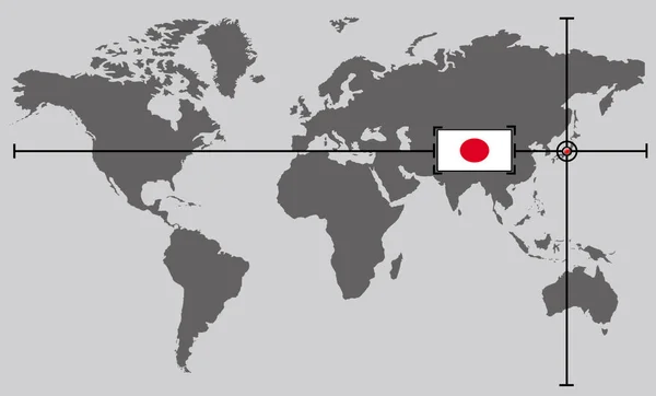 座標点を持つ世界地図日本国内の交差線 — ストック写真