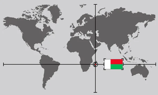 Карта Світу Координатною Точкою Мадагаскарі — стокове фото