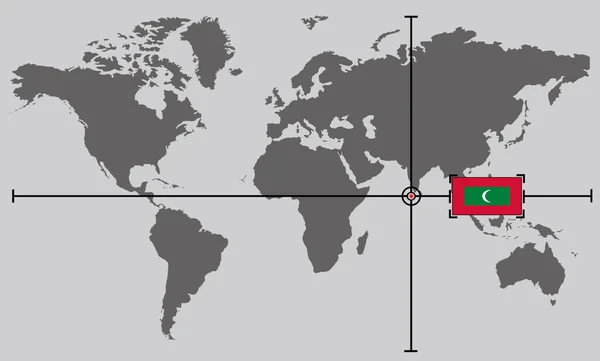 Карта Світу Координатною Точкою Мальдівах — стокове фото