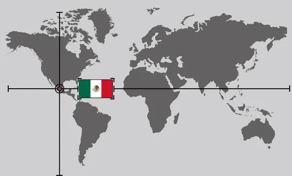 国境を越えた線によって位置する座標点を持つ世界地図メキシコ — ストック写真