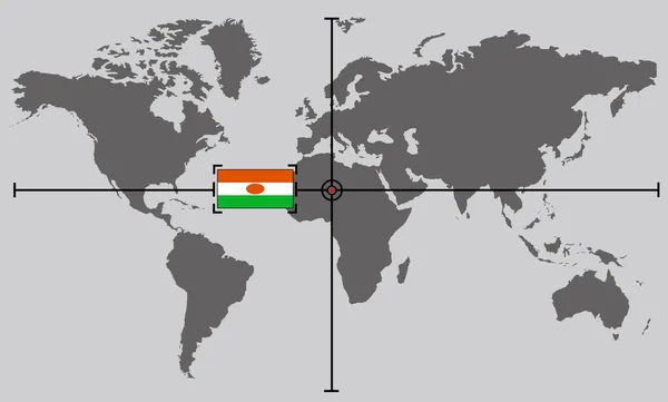 World map with coordinate point positioned by crossed lines on country Niger