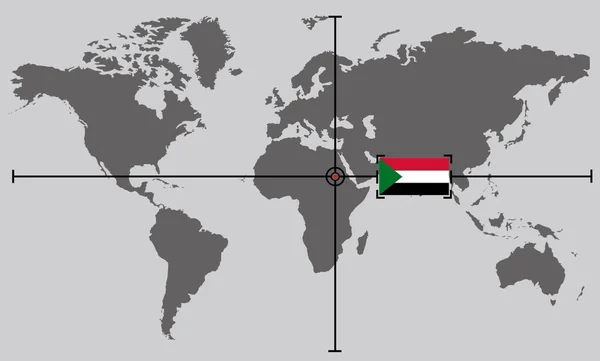 Мапа Світу Координатною Точкою Розміщена Перетині Ліній Території Судану — стокове фото