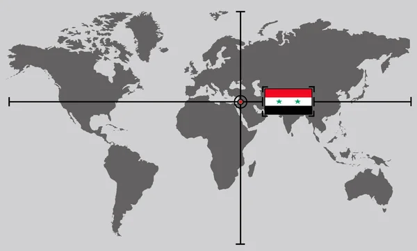 Мапа Світу Координатною Точкою Розміщена Перетині Ліній Території Сирії — стокове фото